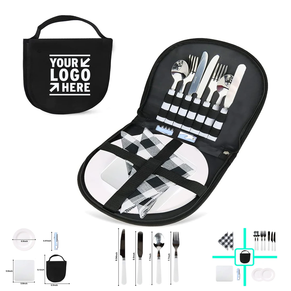 13 Piece Fangkun Camping Silverware Cutlery Organizer Picnic Eating Utensils Set 1