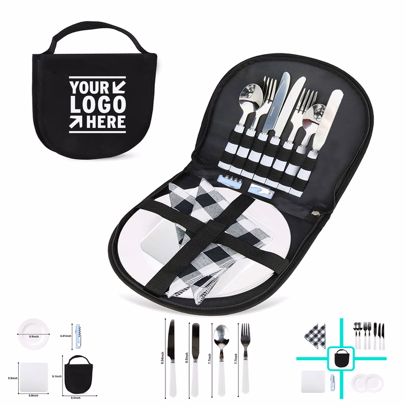 13 Piece Fangkun Camping Silverware Cutlery Organizer Picnic Eating Utensils Set