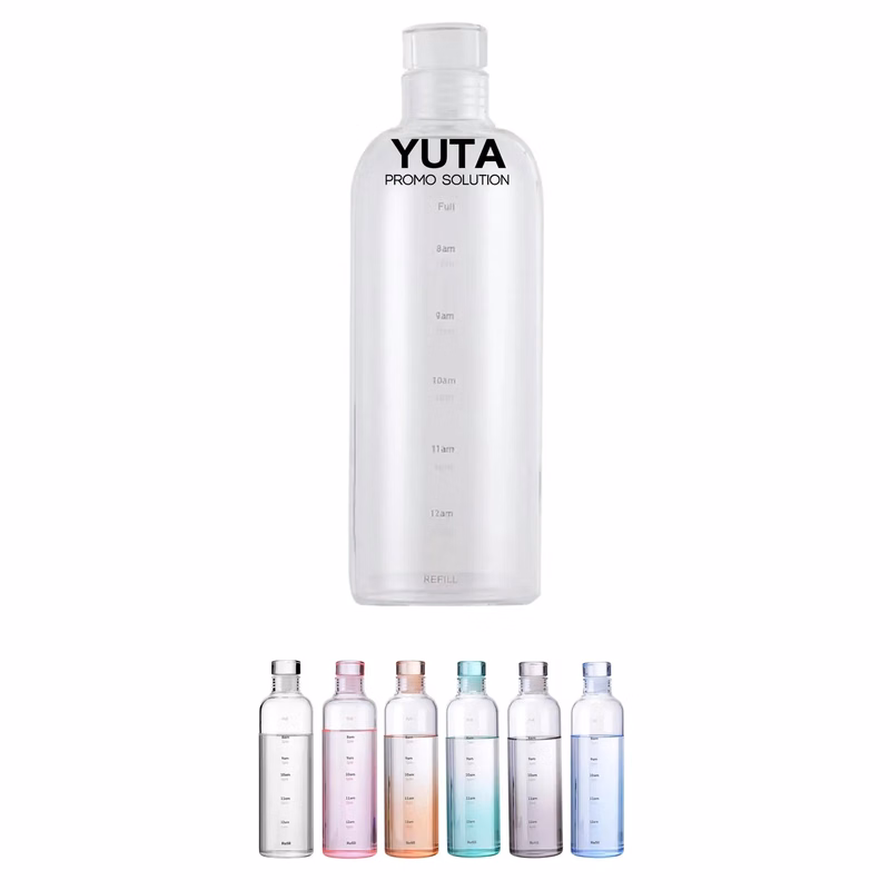18Oz Glass Water Bottle With Time Marker Reminder Quotes
