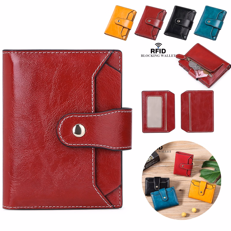 Women Leather Wallet RFID Blocking