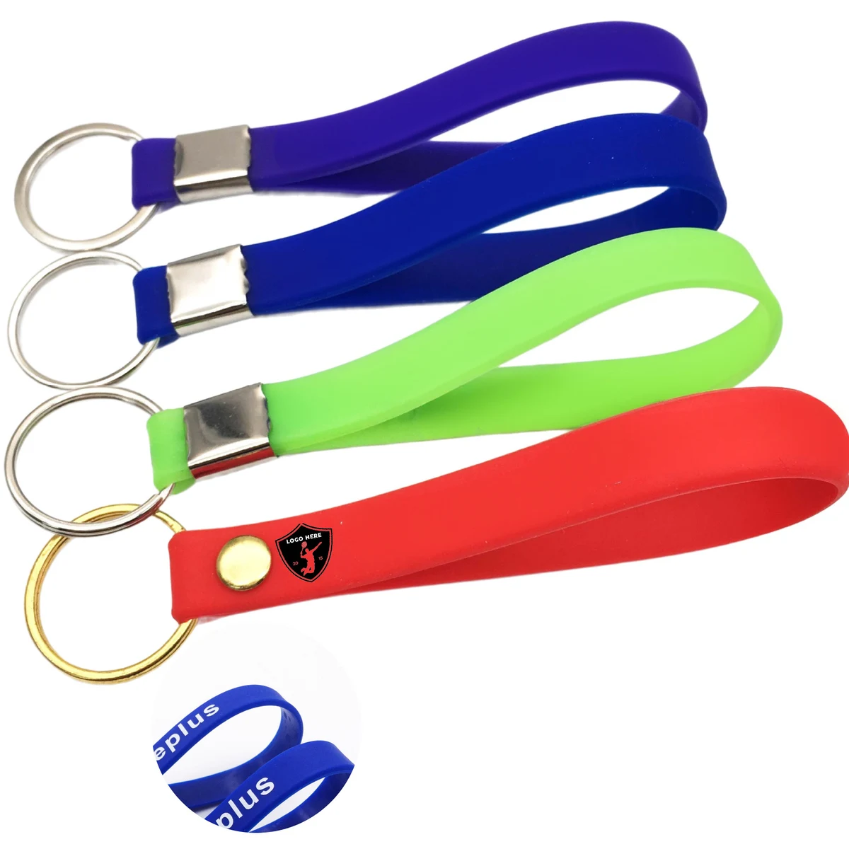 MOQ 50 Custom Silicone Wristband Keychain with Printing 1