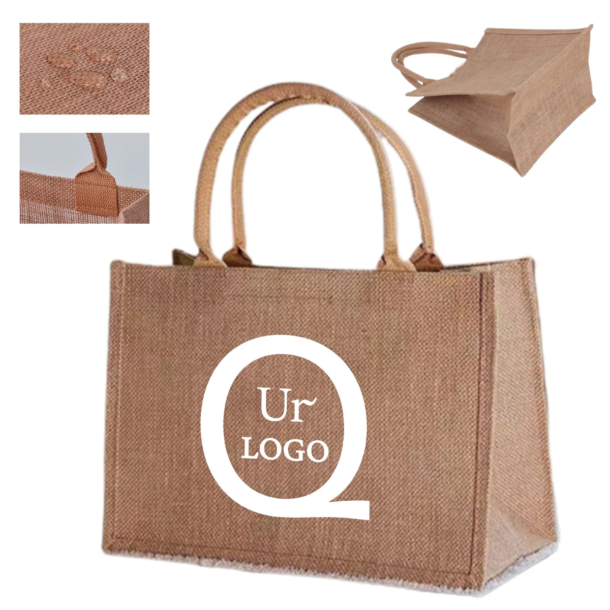 14.57 X 6.69 X 10.24 Inch Jute Burlap Tote Bags 1