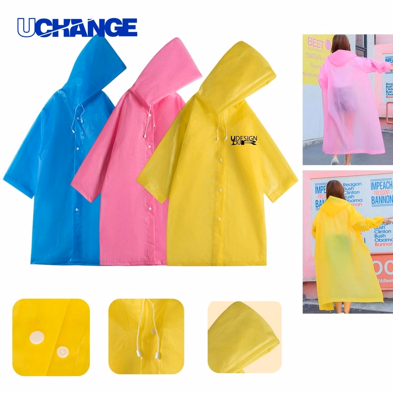 Portable EVA Rain Poncho with Hood For Kids