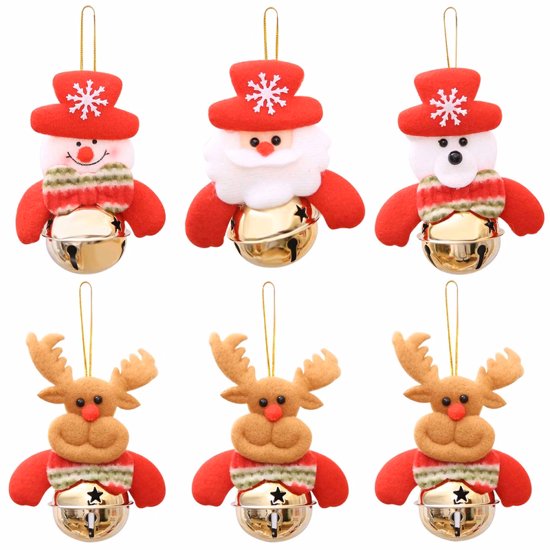 Christmas Tree Pendant Old Man Doll Holding Bell