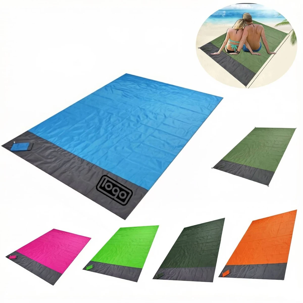 Waterproof Foldable Beach Picnic Mat with Stakes 1