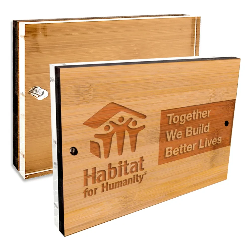 Custom Laser Etched Bamboo Desk Plaque Frame 1