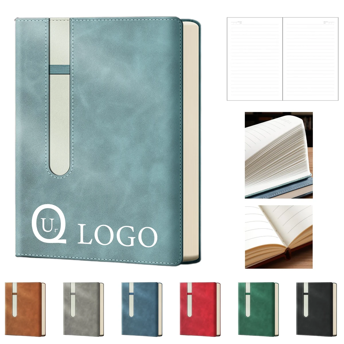 B5 Pu Leather Cover Notebook W/ Pen Holder 1