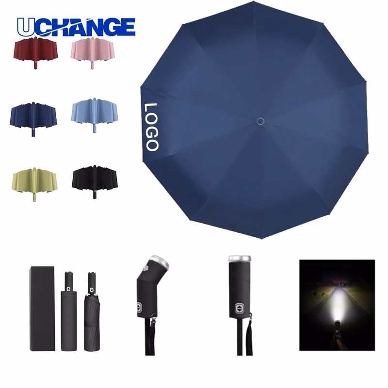 LED Automatic Umbrella Built-In Light for Night Rain Use