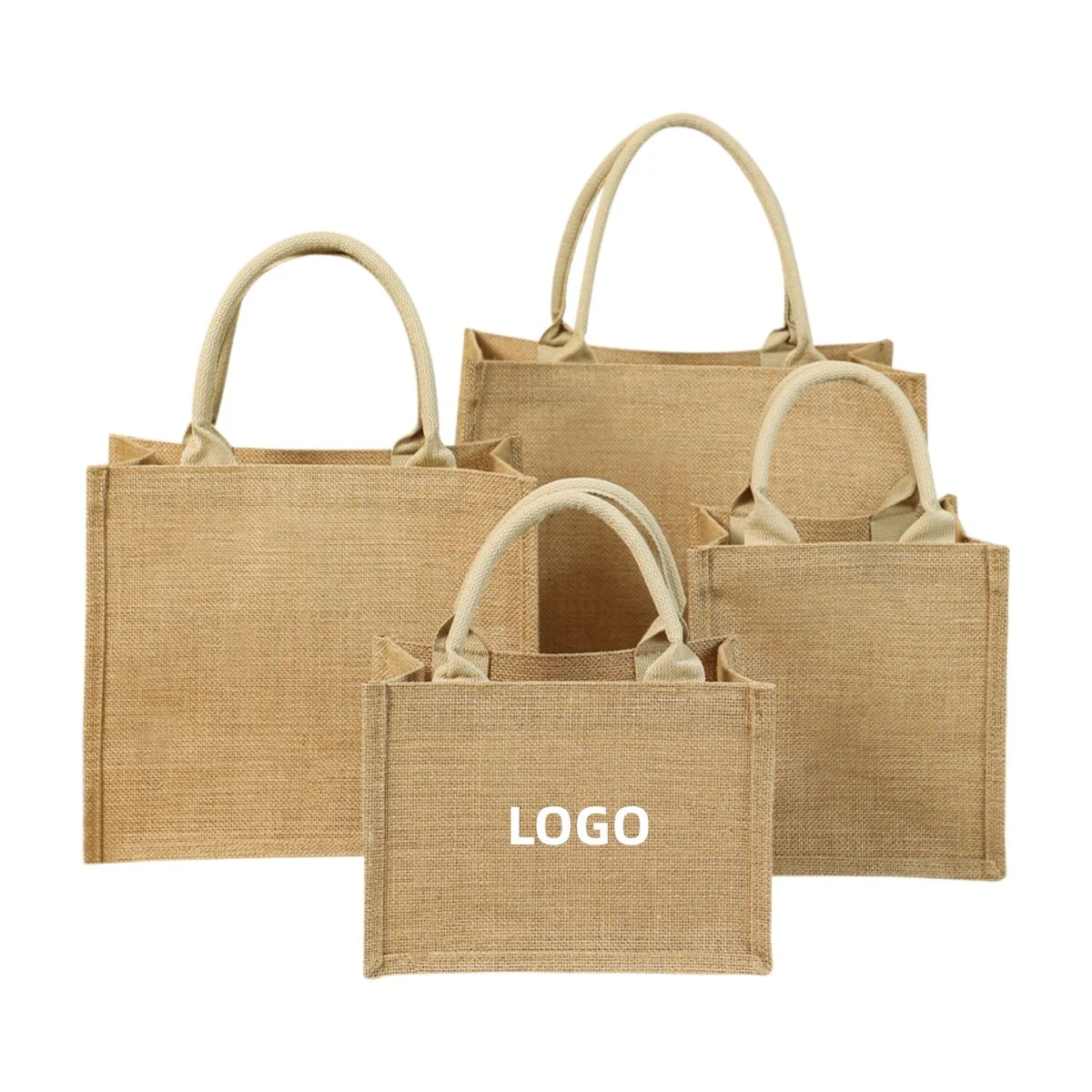 Eco-Friendly Linen Jute Cotton Gift Bag, custom tote bag with logo imprint 1