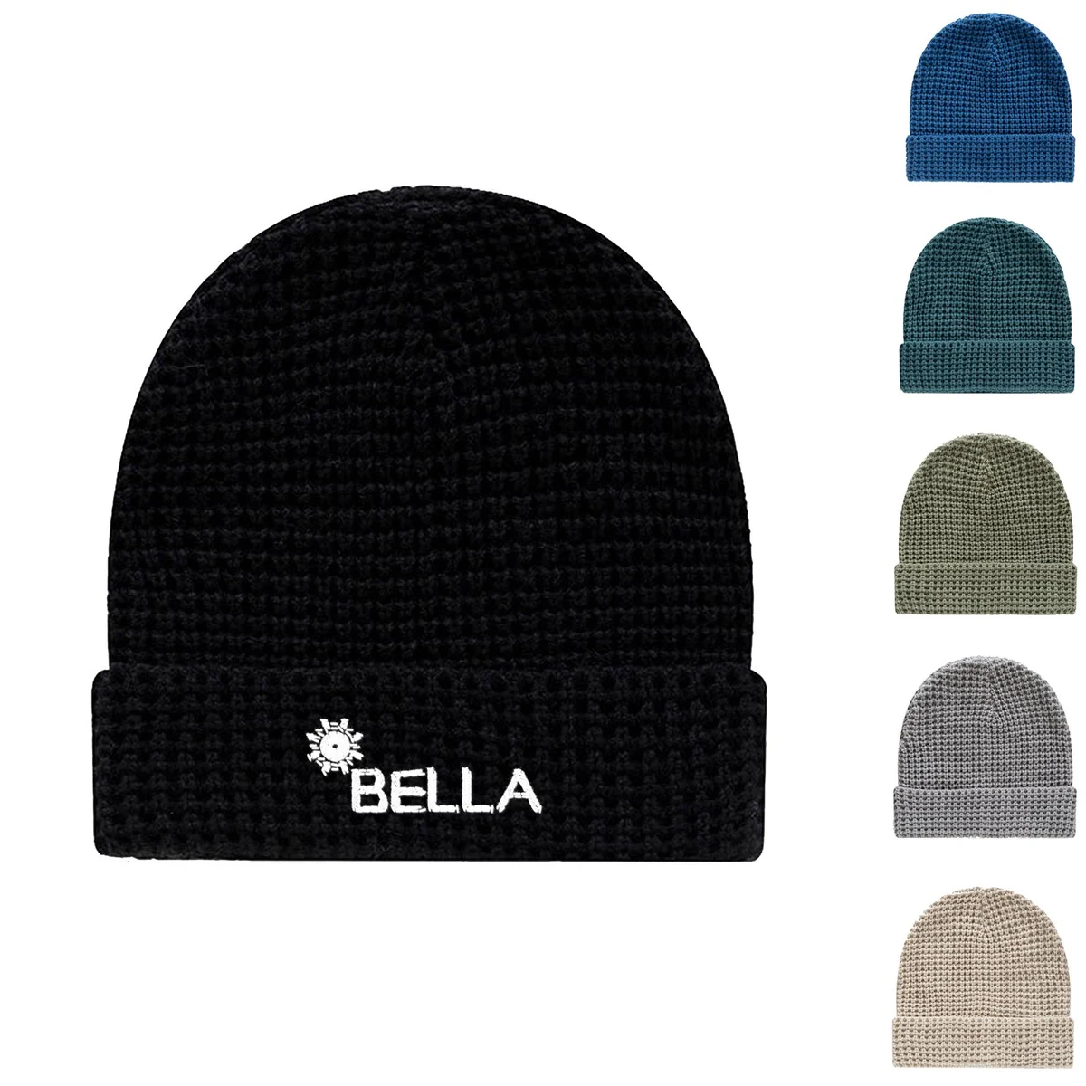 Solid color loose knit hat beanie 1