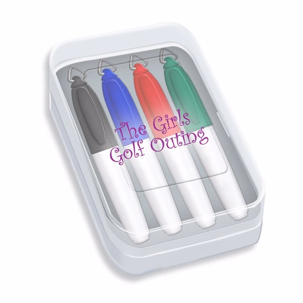 Four Pack of Mini Permanent Markers in Clear Plastic Case