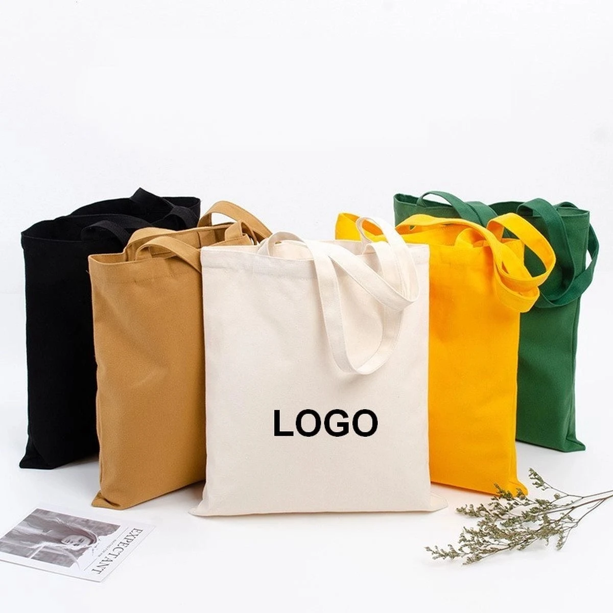 Canvas Tote Bag Reusable Shopping Bag, custom tote bag with logo imprint 1