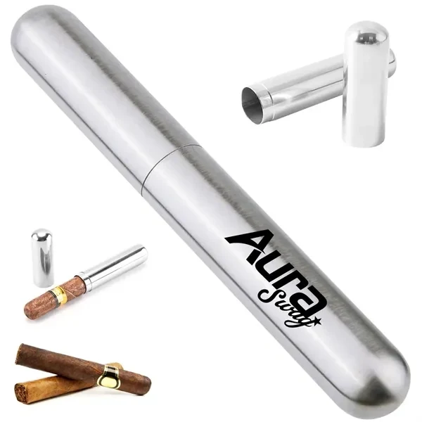 Custom Premium Stainless Steel Cigar Tube — Executive Travel Protection Promo 1