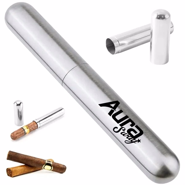 Custom Premium Stainless Steel Cigar Tube — Executive Travel Protection Promo