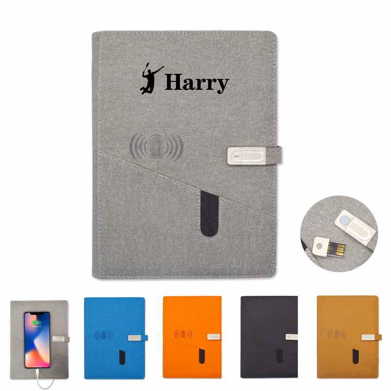 Wireless Charging Notebook With 16G Usb Flash Disk