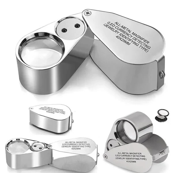 Metal 40X Jewelry Magnifier Folding With LED Light 1