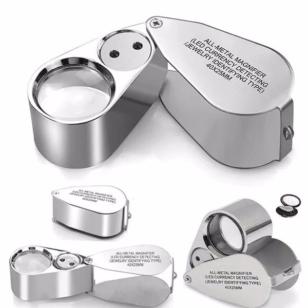 Metal 40X Jewelry Magnifier Folding With LED Light