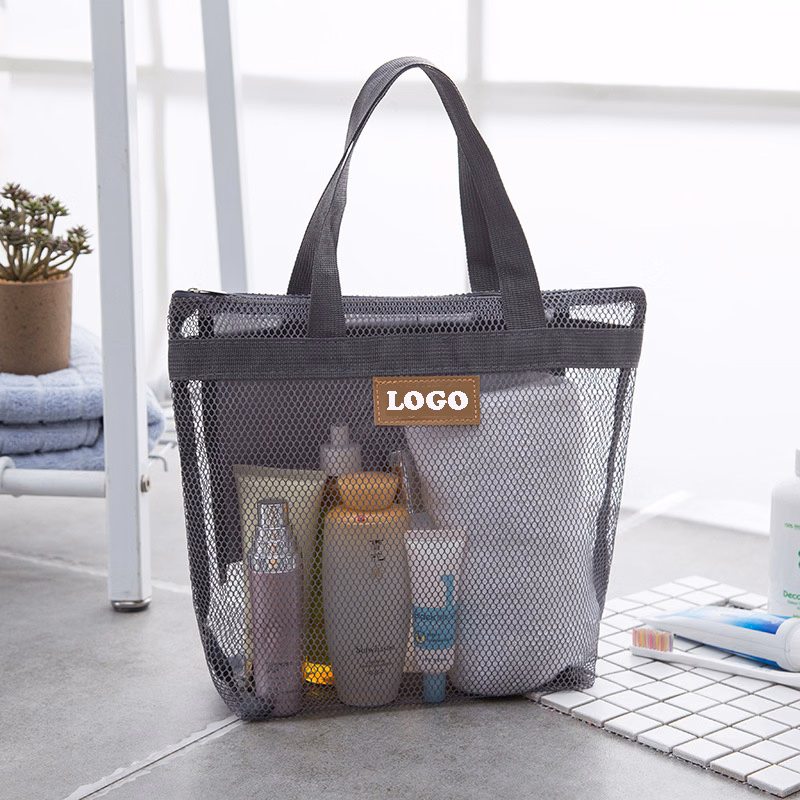 Mesh Beach Tote Bag W/ Zipper and Pockets