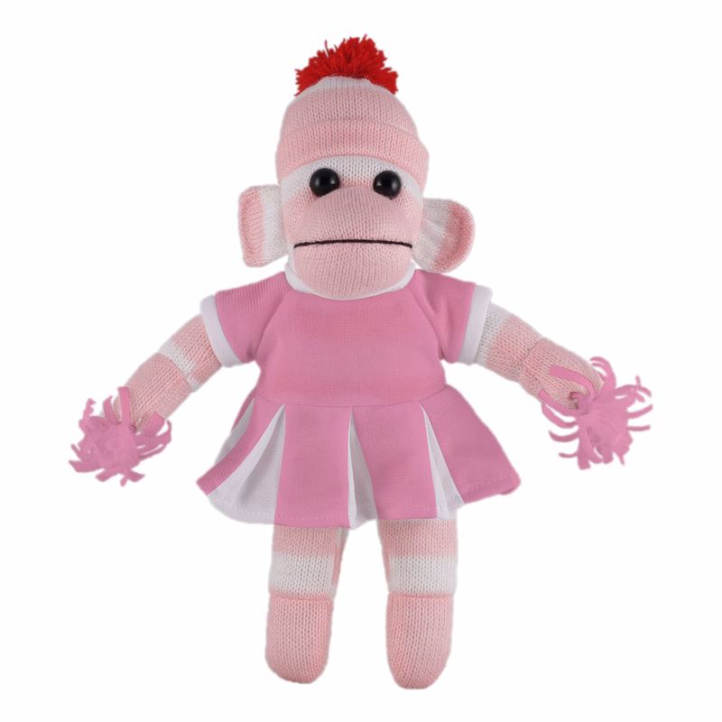 Pink Sock Monkey (Plush) with Cheerleader Outfit