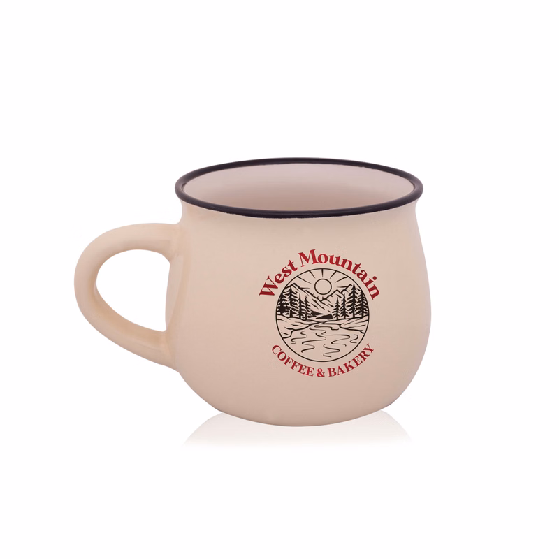 12 oz. Two-Tone Potbelly Ceramic Mug (2 Color Imprint)