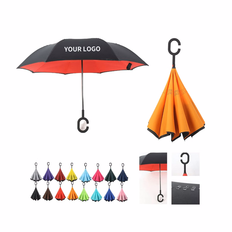 Windproof Pongee Inversion Umbrella with Double Canopy