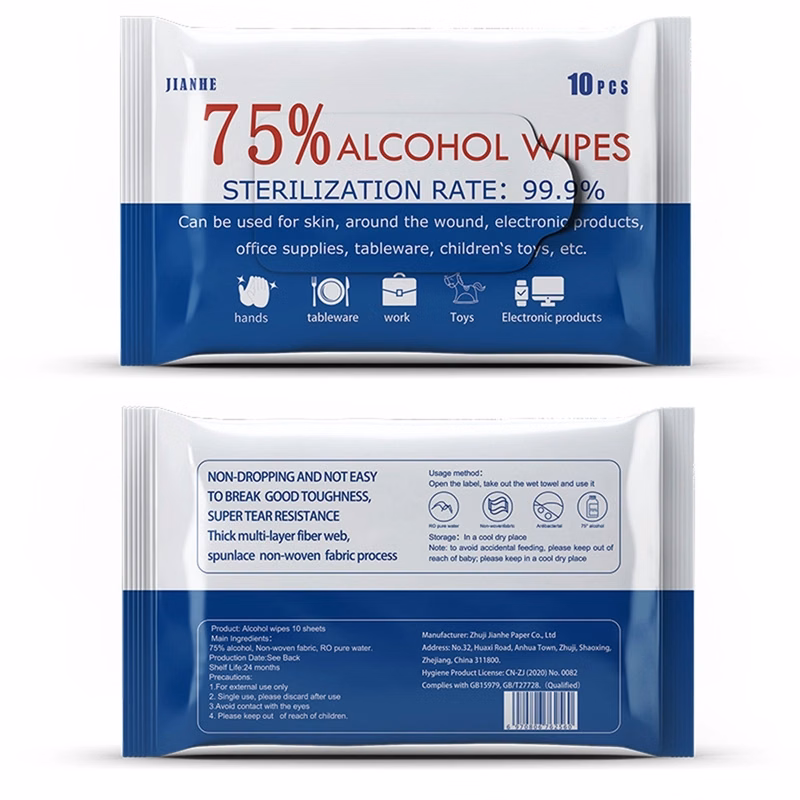 10 PCS 75% Alcohol Wet Wipe Pack