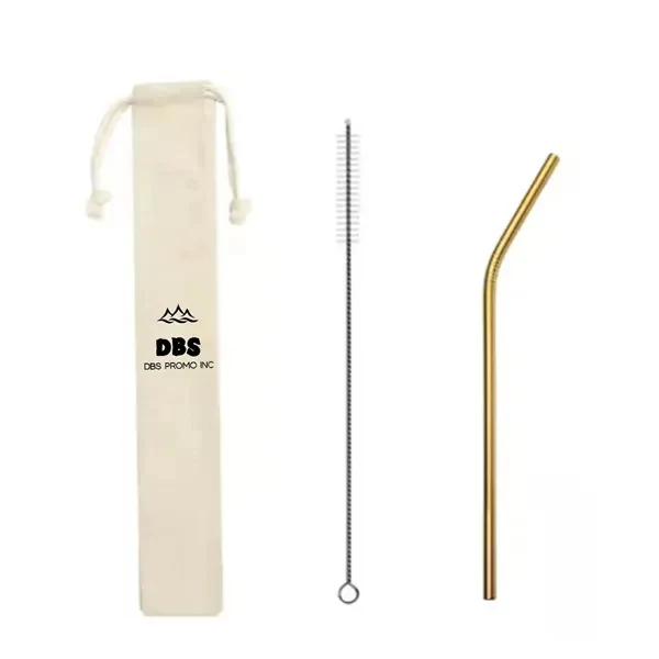 Portable Set of Metal Straws with Pouch 1
