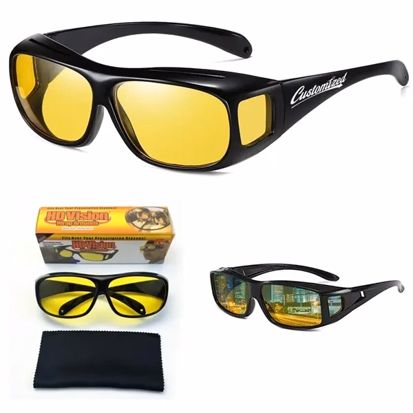 Custom Dual-Lens Driving Sunglasses with Yellow & Dark Lenses — Automotive Safety Item