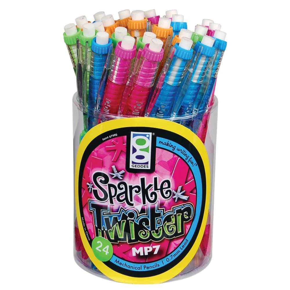 Refillable Mechanical Pencils - 24 Count Assorted Barrel Colors 0.7mm Lead 1