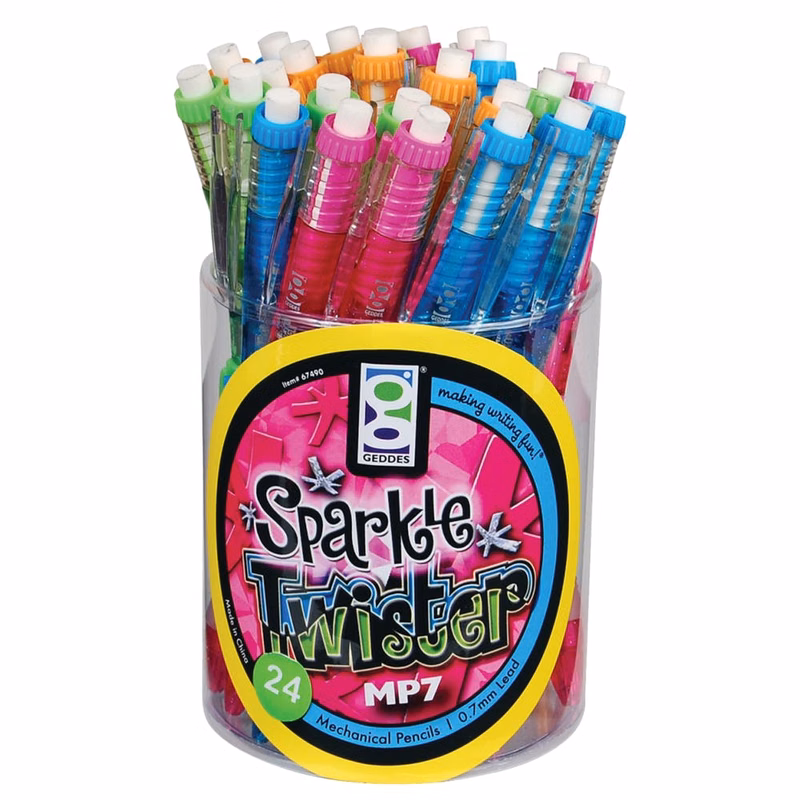 Refillable Mechanical Pencils - 24 Count Assorted Barrel Colors 0.7mm Lead