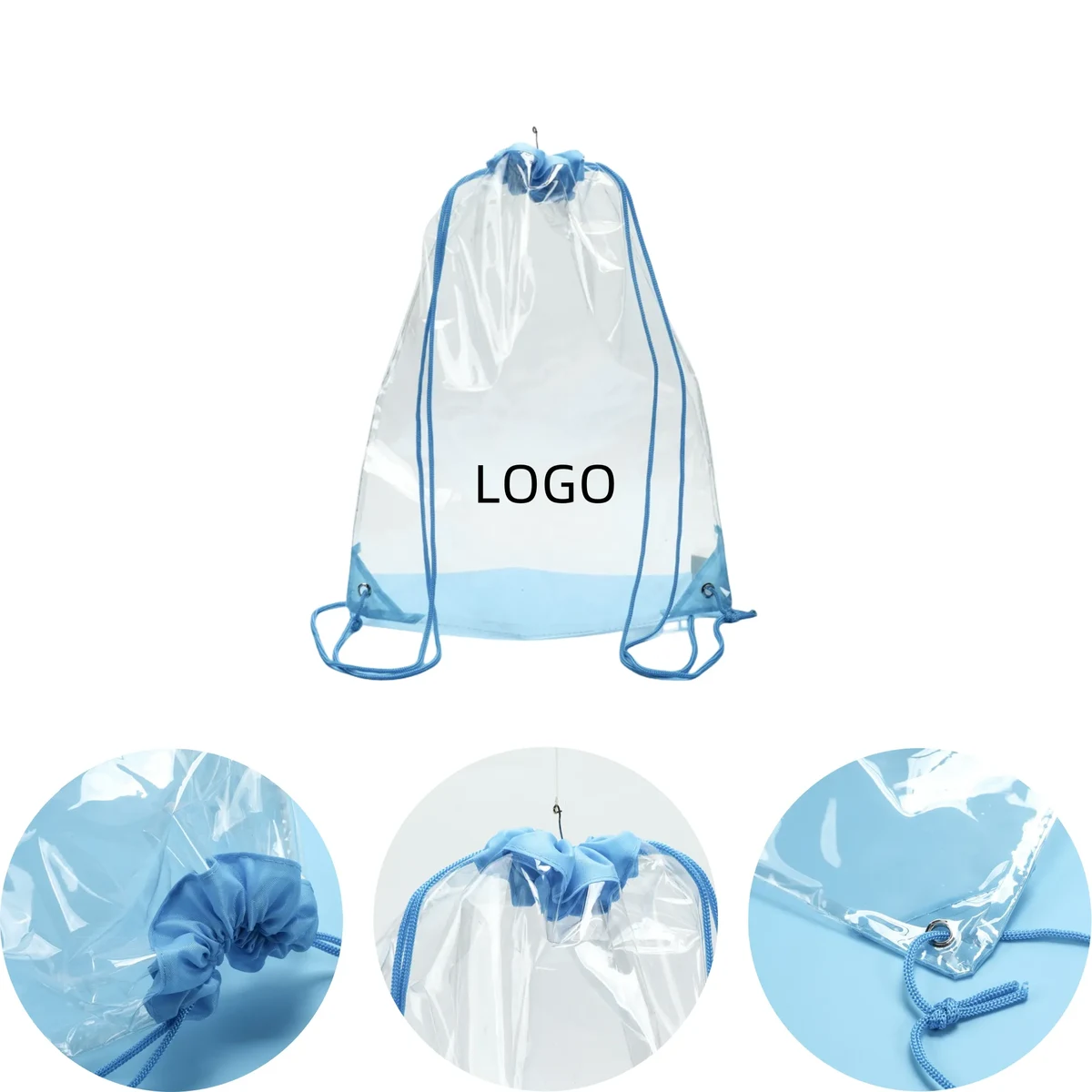 Transparent PVC Drawstring Bags for Clothing and Cosmetics 1