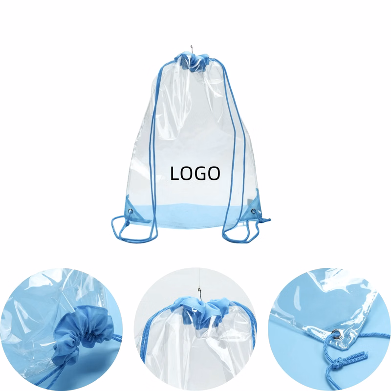 Transparent PVC Drawstring Bags for Clothing and Cosmetics