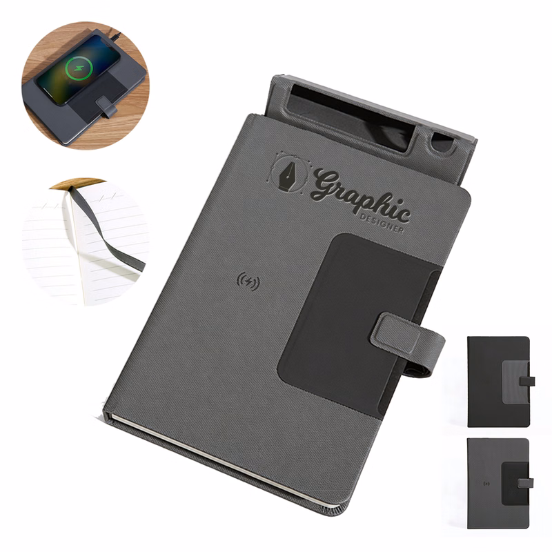 PU Multi-Function Notebook With Phone Stand