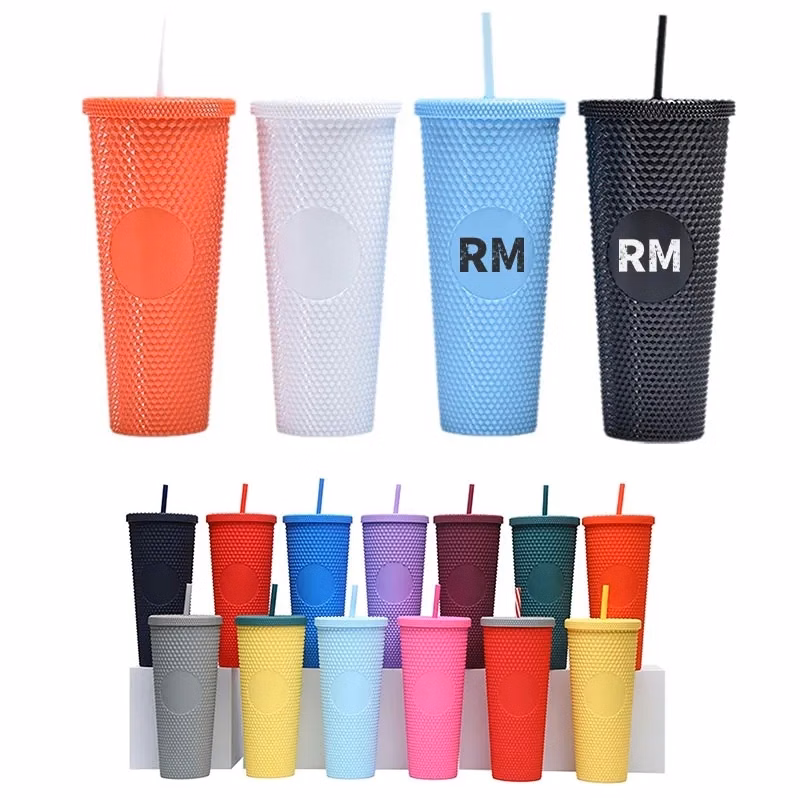 24oz Studded Double Wall Tumbler with Straw