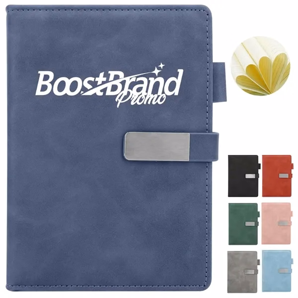 Custom A5 PU Leather Notebook with Magnetic Closure & Pen Loop — Professional Gifting