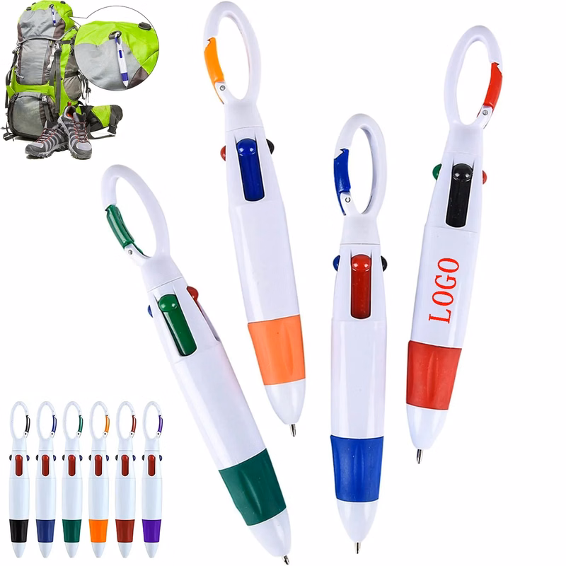 Multi-color Ballpoint Pens with Carabiner Clip
