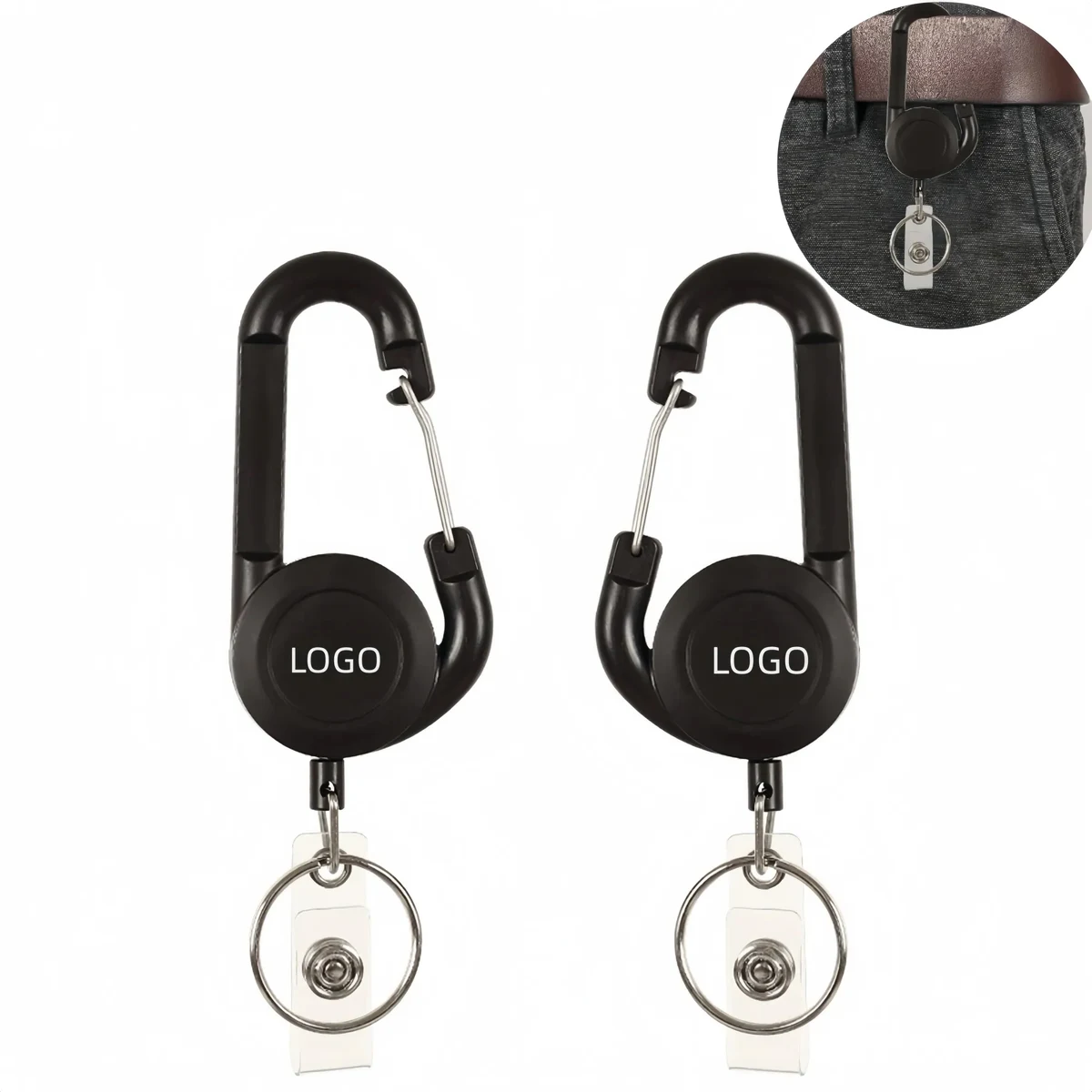 Retractable Key Chain Ring With Carabiner 1