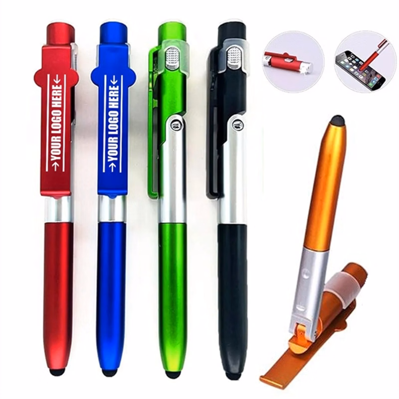 4 in 1 Fold Stylus Phone Stand Pen with Flashlight