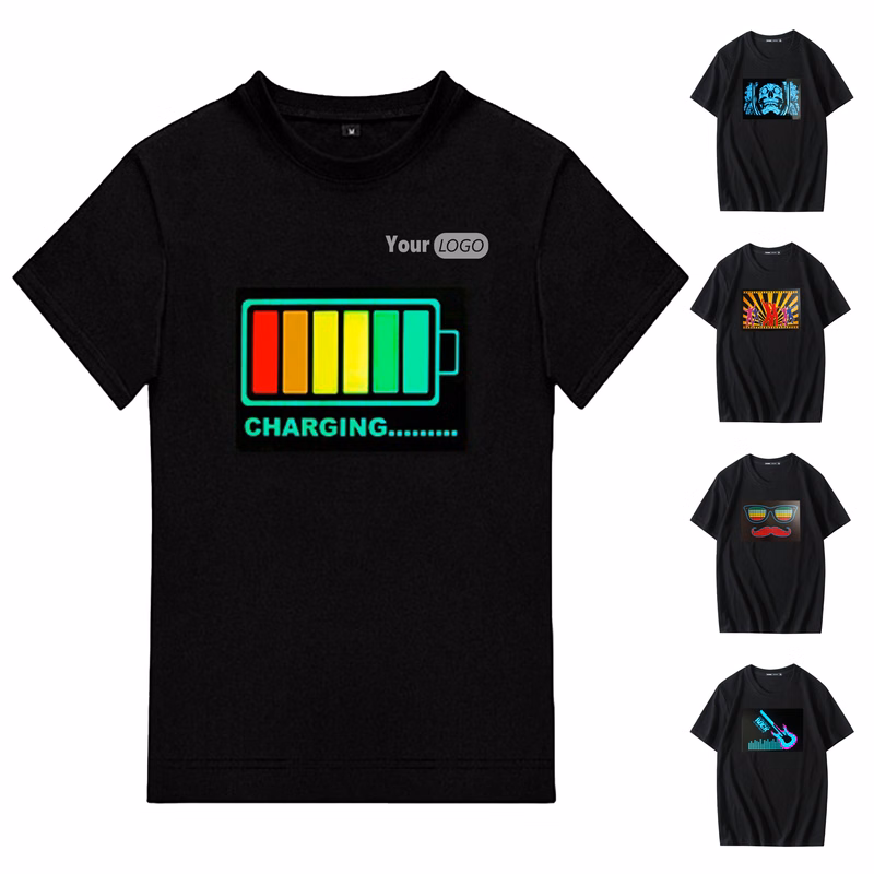 Cotton Voice Controlled Round Neck Loose Glowing T-Shirt
