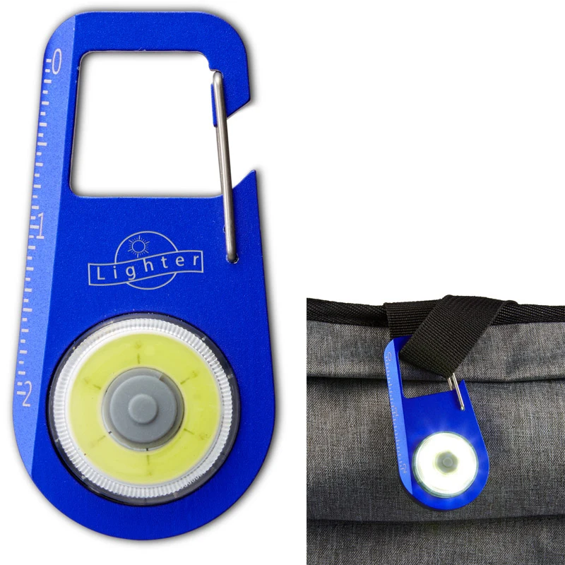 Aluminum Carabiner COB Light with Mini Ruler 1