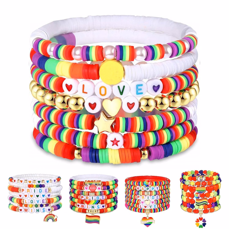 Plastic Bisexual soft earthenware letter bead bracelet
