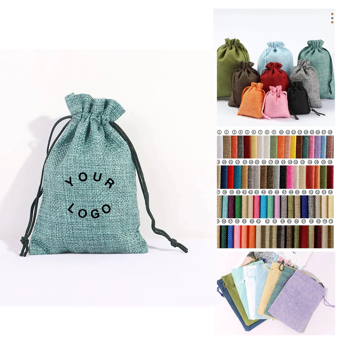 Rustic Burlap Drawstring Bag for Small Items 1