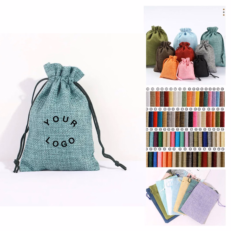 Rustic Burlap Drawstring Bag for Small Items