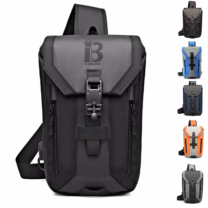 Oxford Waterproof Crossbody Sling Bag With USB Charging Port