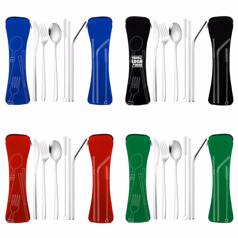 Stainless Steel Flatware Set With Neoprene Case 6 in 1