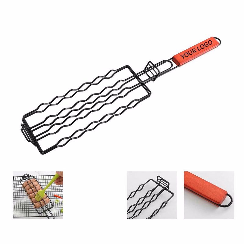 Sturdy Iron Grill Basket for Vegetables and Sausages