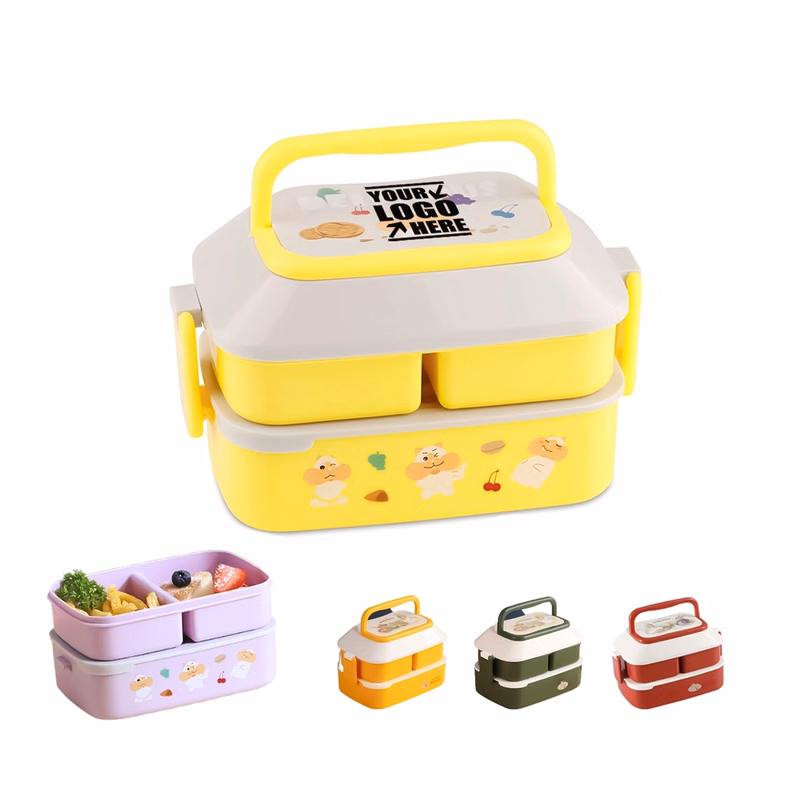 3 Compartment Stackable Bento Box With Handle Leak-Proof
