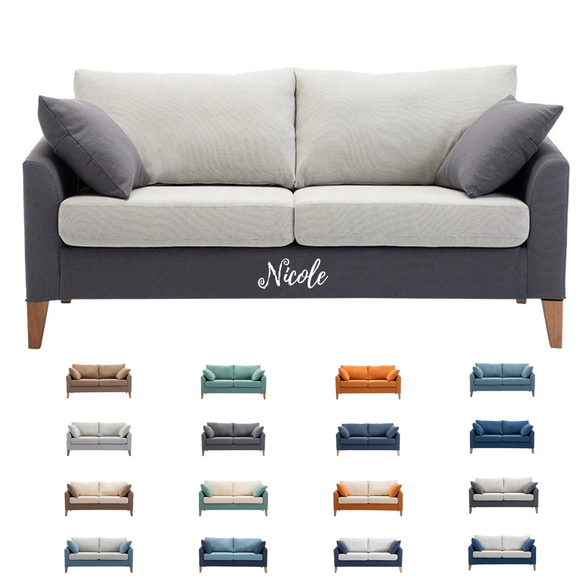Blended Fabric Two Seater Sofa 1