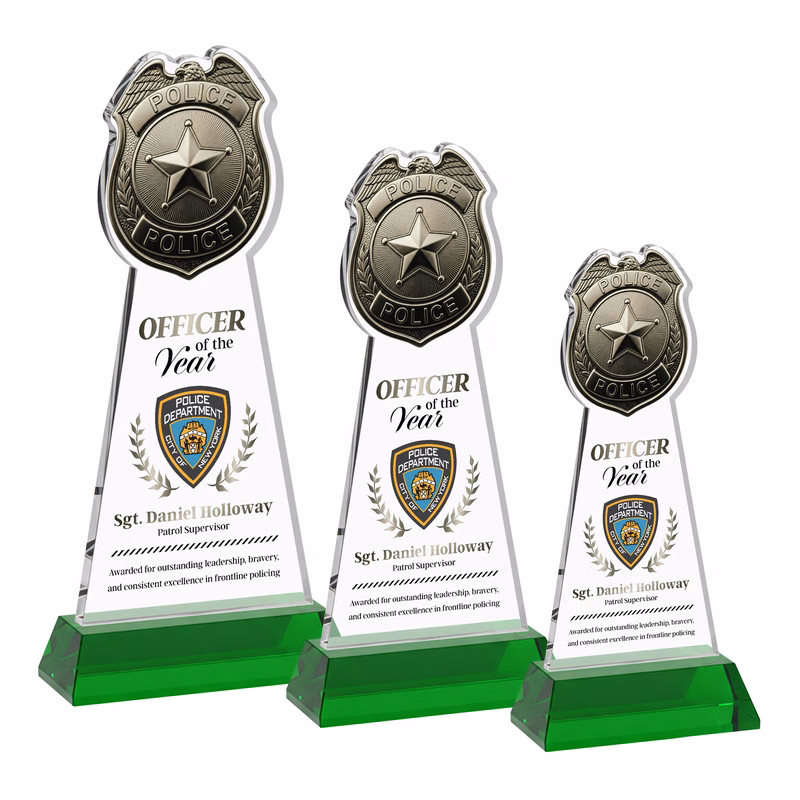 Police Badge VividPrint™ Award on Hartford Base - Green