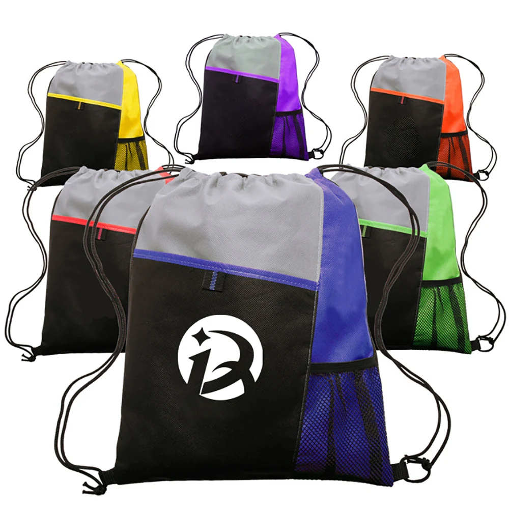 Slant Pocket Drawstring Sports Backpack 1